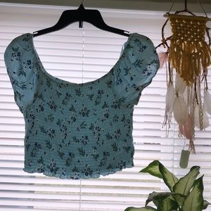 Cute Blue Flower Crop-Top